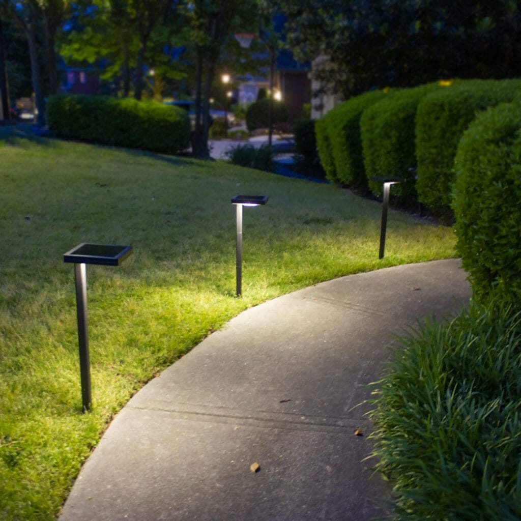 Contemporary Square Solar Path Light with 3 Ground Stake Mounting Options 117i90080
