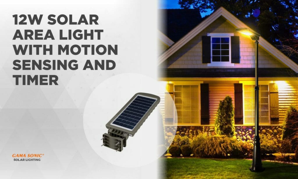 12W Solar Area Light with Motion Sensing and Timer